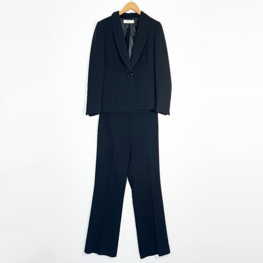 Tahari Arthur S Levine Vintage Black Blazer Jacket Pant Suit 2pc Set Womens 8